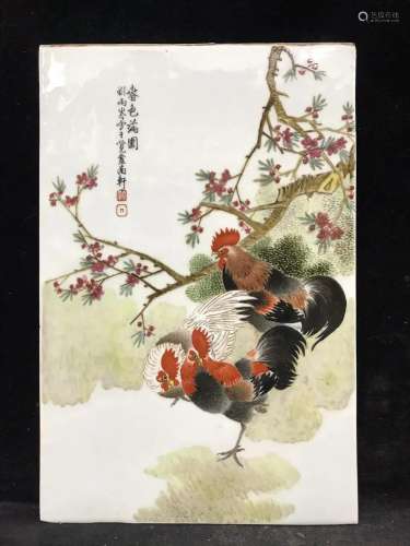 CHINESE FAMILLE ROSE PORCELAIN PLAQUES,LIUYUCEN MARK