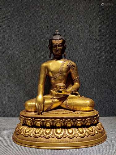 CHINESE GILT BRONZE BUDDHA