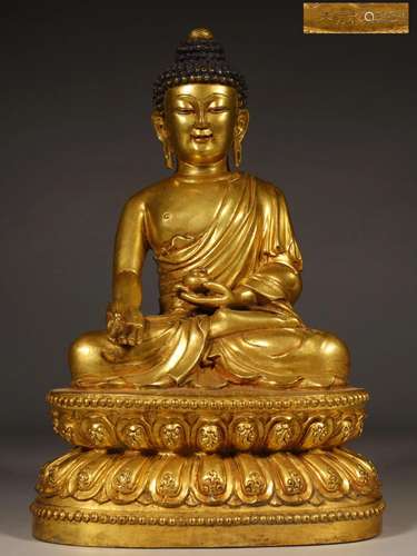 CHINESE GILT BRONZE BUDDHA,YONGLE MARK