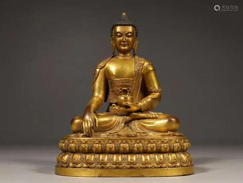 CHINESE GILT BRONZE BUDDHA