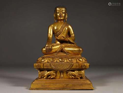 CHINESE GILT BRONZE BUDDHA