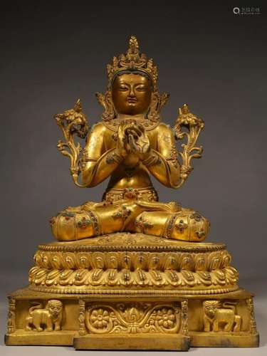 CHINESE GILT BRONZE BUDDHA