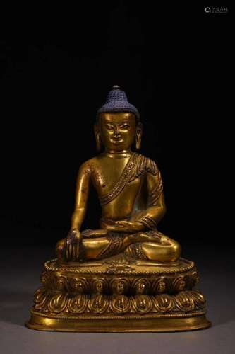 CHINESE GILT BRONZE BUDDHA