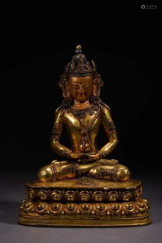 CHINESE GILT BRONZE BUDDHA