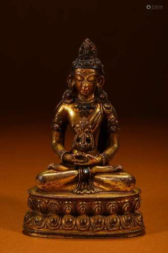 CHINESE GILT BRONZE BUDDHA