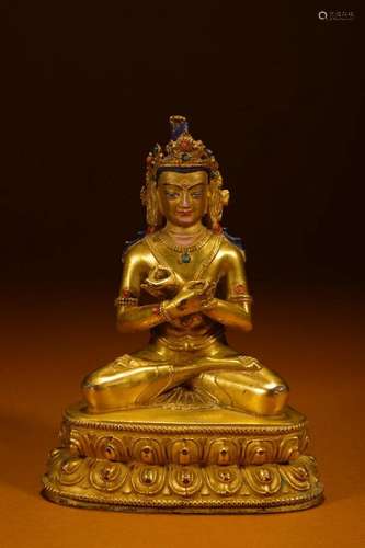 CHINESE GILT BRONZE BUDDHA