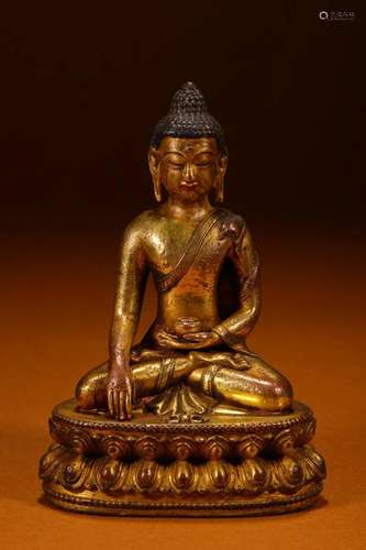 CHINESE GILT BRONZE BUDDHA