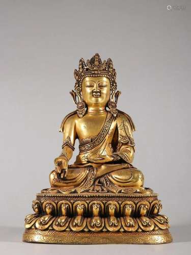 CHINESE GILT BRONZE BUDDHA