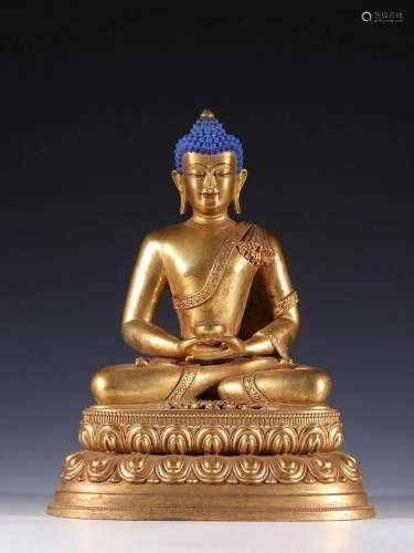 CHINESE GILT BRONZE BUDDHA