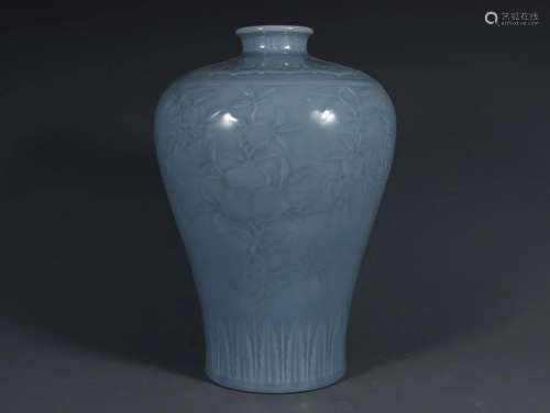 CHINESE SKYBLUE GLAZED MEIPING,YONGZHENG MARK