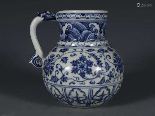 CHINESE BLUE AND WHITE WATER POT,XUANDE MARK