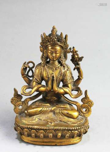 Chinese Bronze Bodhisattva Statue