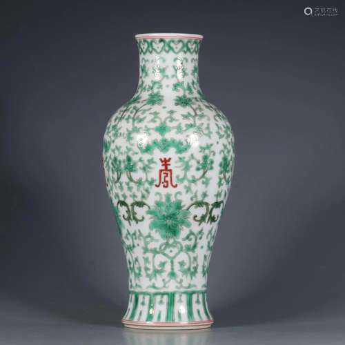 CHINESE GREEN COLOR ZUN VASE,KANGXI MARK