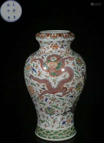 CHINESE FAMILLE ROSE VASE,KANGXI MARK