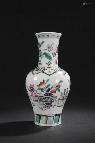 CHINESE DOUCAI GLAZED VASE,QIANLONG MARK