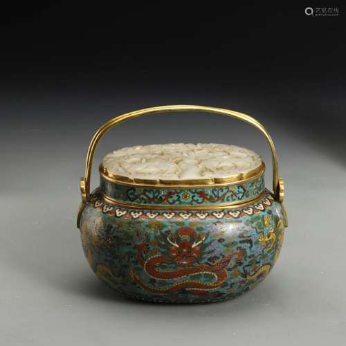 CHINESE CLOISONNE HAND WARMER,QIANLONG MARK