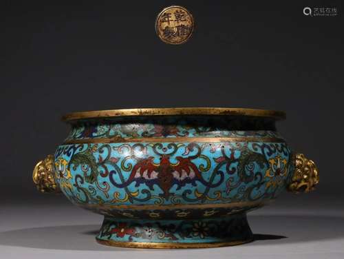 CHINESE CLOISONNE CENSER,QIANLONG MARK