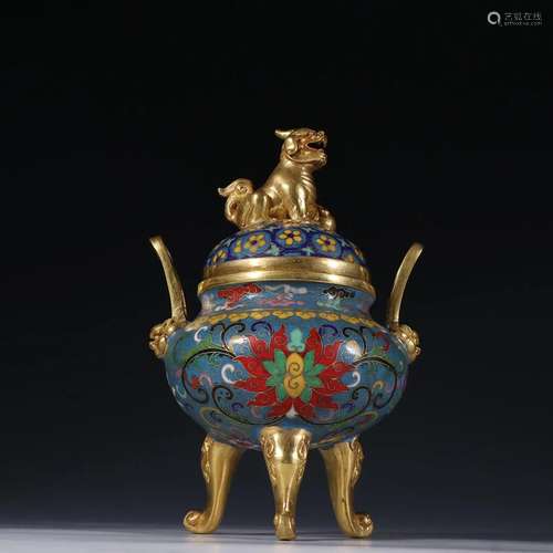 CHINESE CLOISONNE TRIPOD CENSER