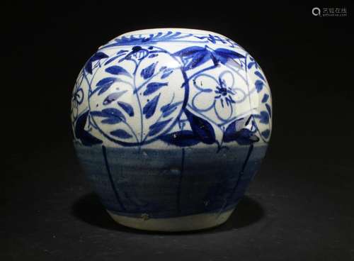 Antique Blue & White Porcelain Jar