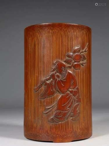 CHINESE CARVED BAMBOO BRUSHPOT