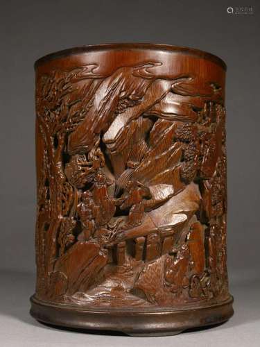 CHINESE CARVED BAMBOO BRUSHPOT