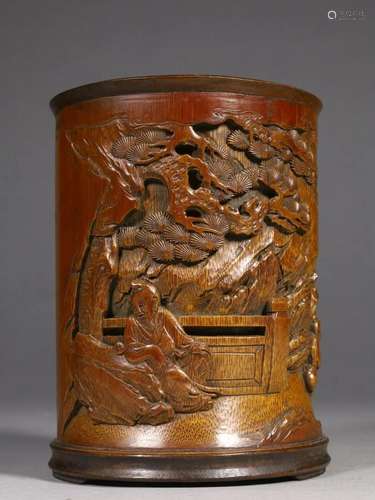 CHINESE CARVED BAMBOO BRUSHPOT