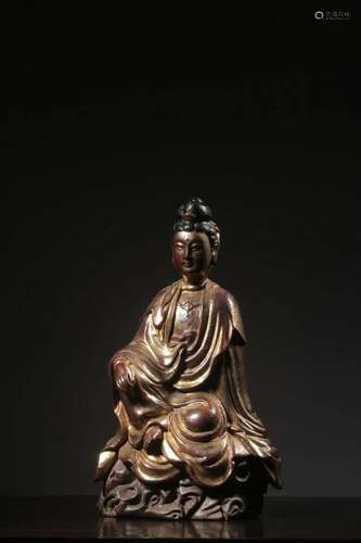 CHINESE GILT WOOD GUANYIN