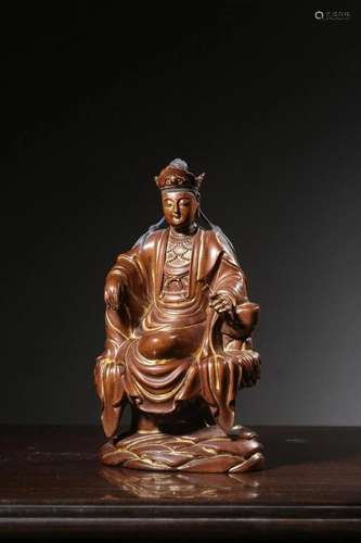 CHINESE GILT TANXIANG WOOD GUANYIN