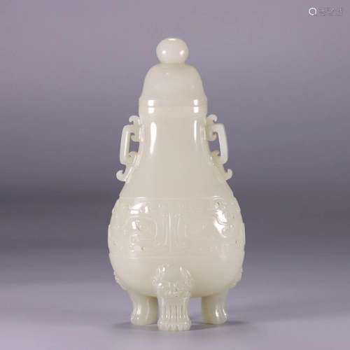 CHINESE HETIAN JADE POT WITH LID