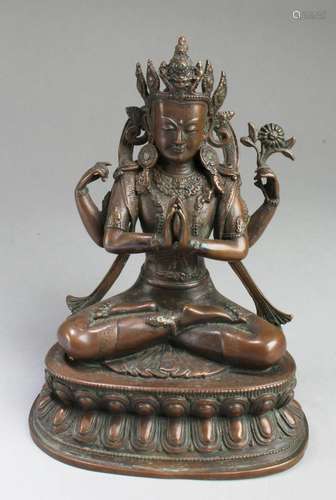 Chinese Bronze Bodhisattva Statue