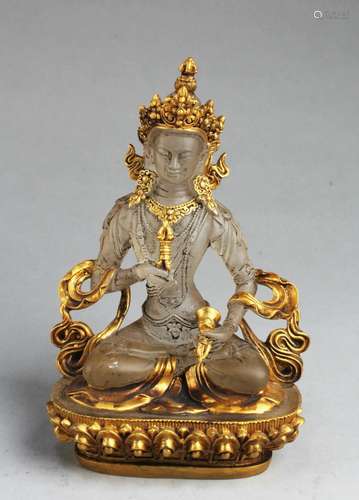 Chinese Peking Glass Bodhisattva Statue