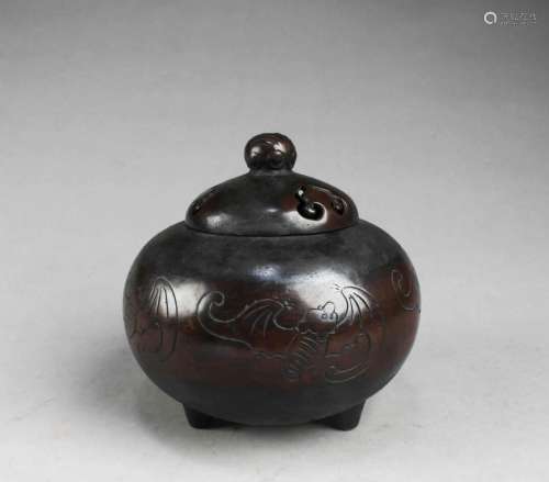 Chnese Bronze Censer With Lid