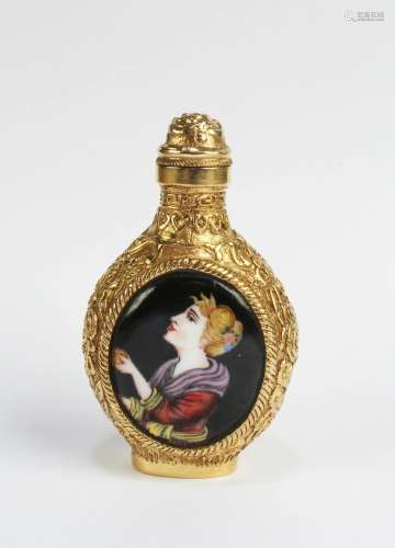 Chinese Gilt Bronze Enamel Snuff Bottle