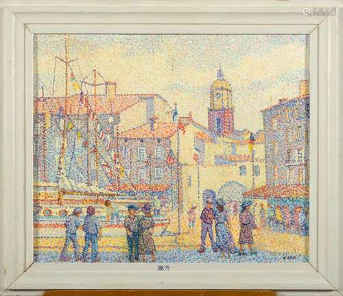 Huile sur toile "Saint-Tropez, le port". Signé en ...