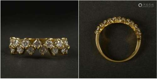 Bague en or jaune 18 carats sertie de diamants taille brilla...