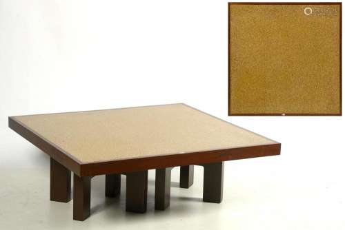 Table basse rectangulaire de salon en bois à tablette en rés...