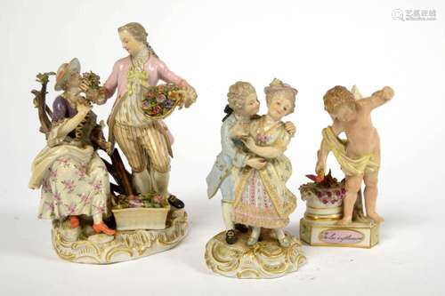 Lot de trois porcelaines polychromes allemandes comprenant: ...