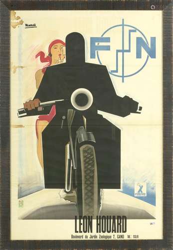 Affiche Art déco "Moto F.N.", lithographie en coul...