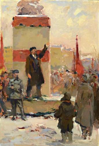 Evsei Isaakovich Reshin, 1916-1978, Lenin, oil/ cardboard