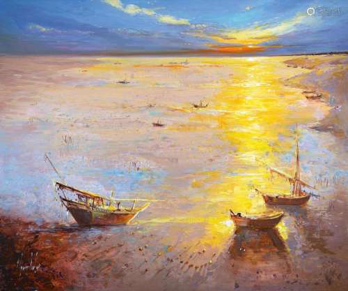 Abbas Al-Mosawi, born 1952 Bahrain, view of the calm sea