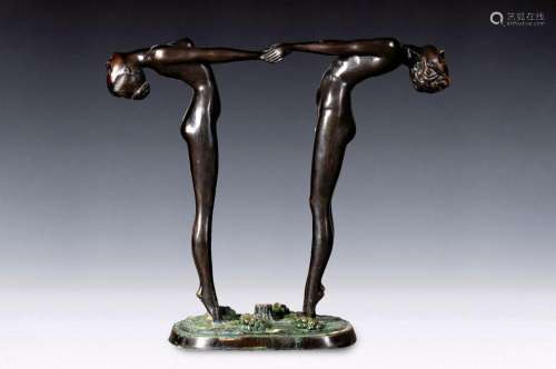 Large bronze sculpture, modern, man and woman,holding