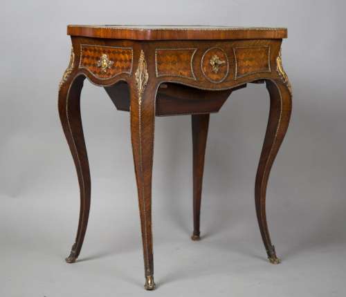 A late 19th century French kingwood dressing table or poudre...