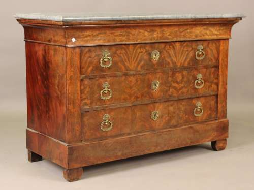 A 19th century French Empire style figured mahogany commode ...