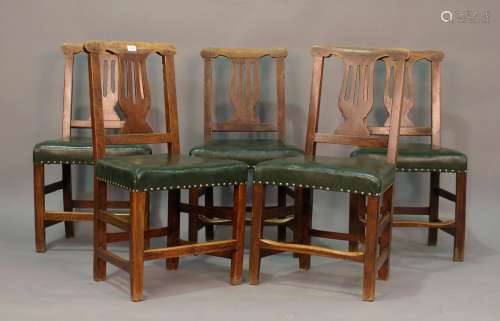 A set of five 19th century provincial fruitwood dining chair...