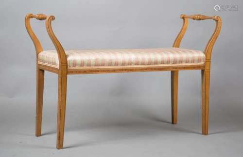 An early 20th century satin birch window seat with kingwood ...