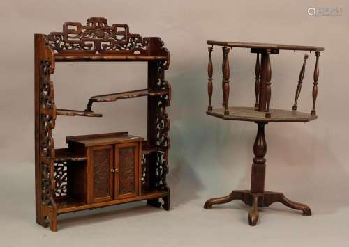 A late 19th century Japanese stained softwood asymmetrical h...