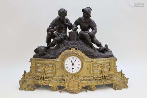 Verguld kunstbronzen schouwstuk met accanthusranken - bovena...