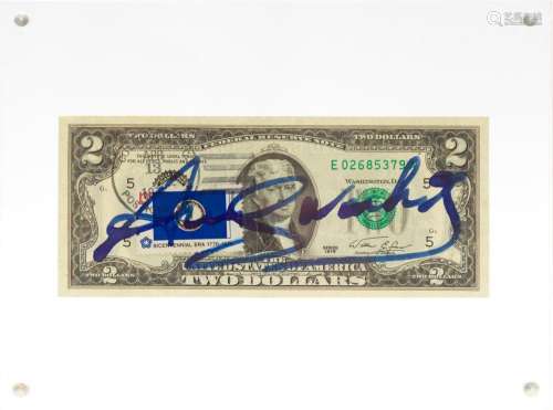 Andy WARHOL (1928-1987) - Billet de deux Dollars signé - Por...