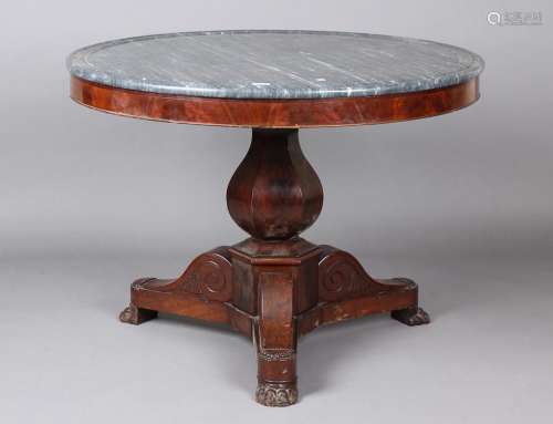 A mid-19th century French mahogany circular centre table wit...
