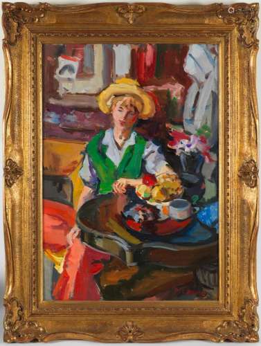 Pierre CORNU (1895-1996) - Femme au chapeau - Huile sur toil...